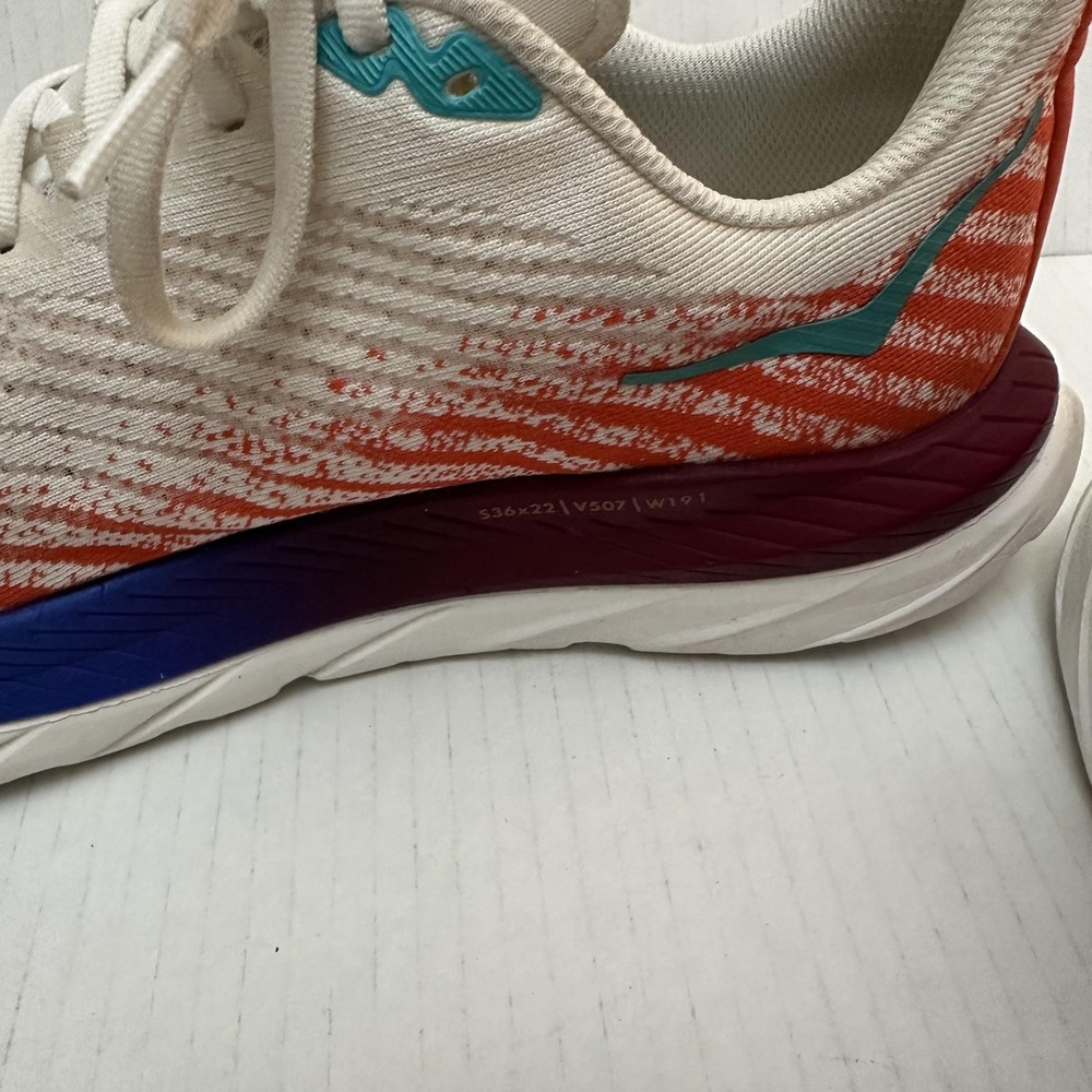 HOKA Mach 5 Running Shoes Womens 9 White Orange Blue PROFLY+ Lightweight - Picture 10 of 14